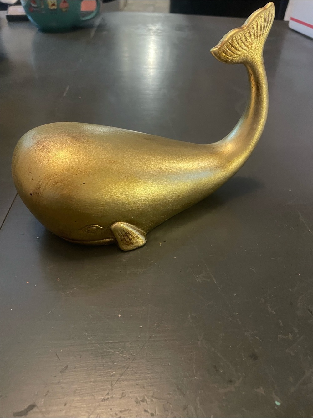 Gold ceramic Whale Sculpture Decorative Home Art